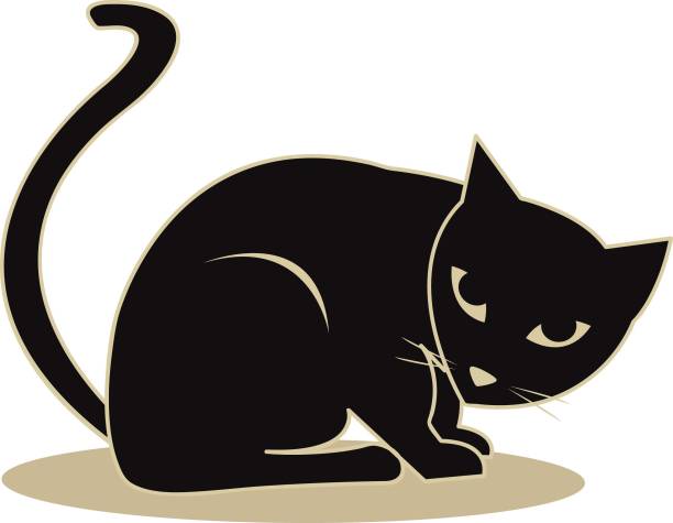 Czarny Cat – artystyczna grafika wektorowa