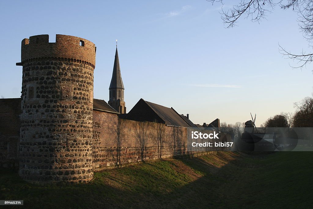 watch tower on town wall  Church Stock Photo