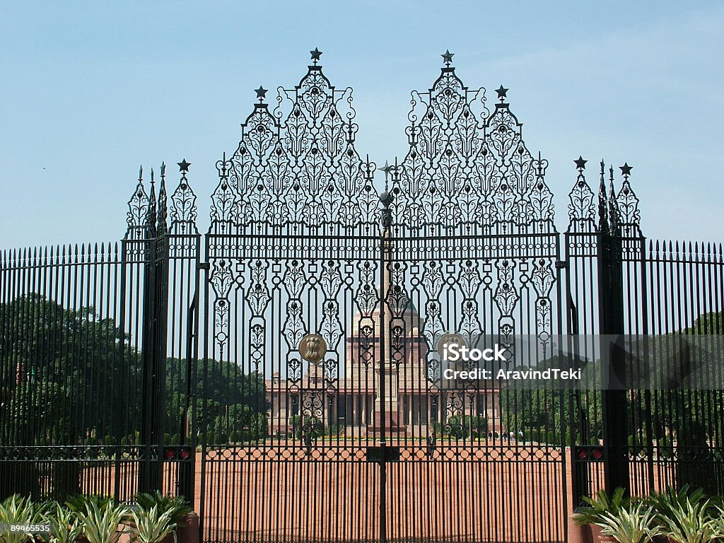 Iron gate iron decorative old gate Building Entrance Stock Photo