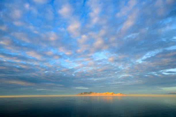 Great salt lake in Utah at sunset