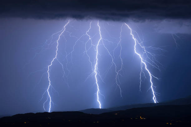 istock Triple lightning strike near Cormons, Italy 894668006