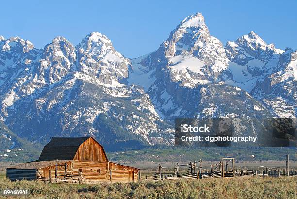 Teton Barn Alba - Fotografie stock e altre immagini di Agricoltura - Agricoltura, Ambientazione esterna, Aurora