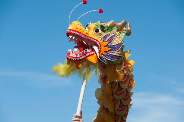 istock Chinese Dragon against blue sky 894670280