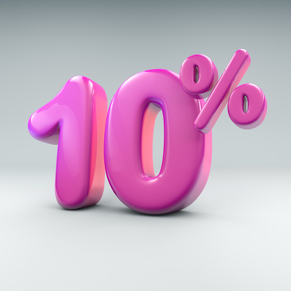 3D render of an inflated pink 10 percent graphic