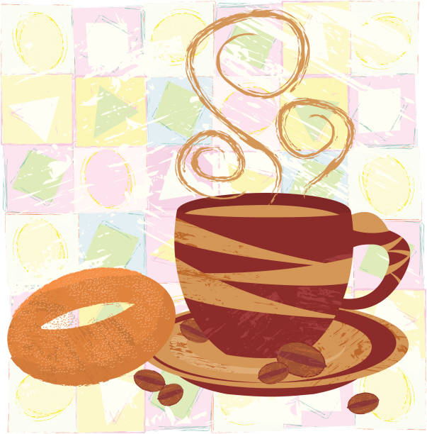Cup of Coffee and Bagel vector art illustration