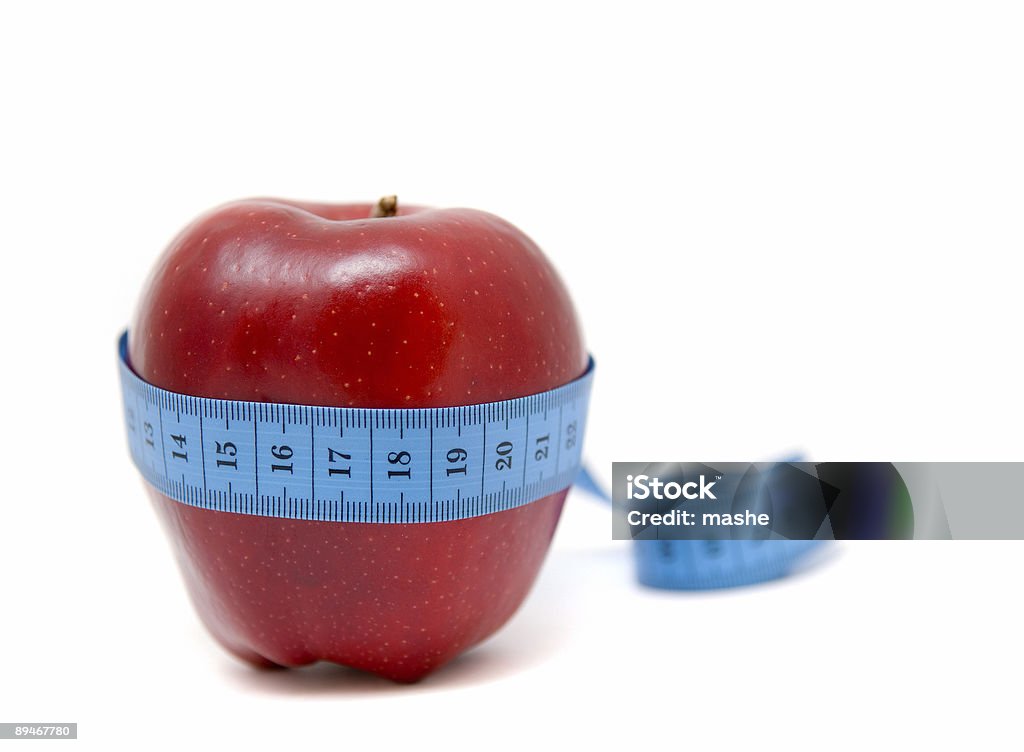 Frutas con cinta métrica - Foto de stock de Aislado libre de derechos