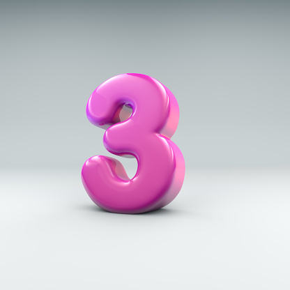 3D render of the number 3