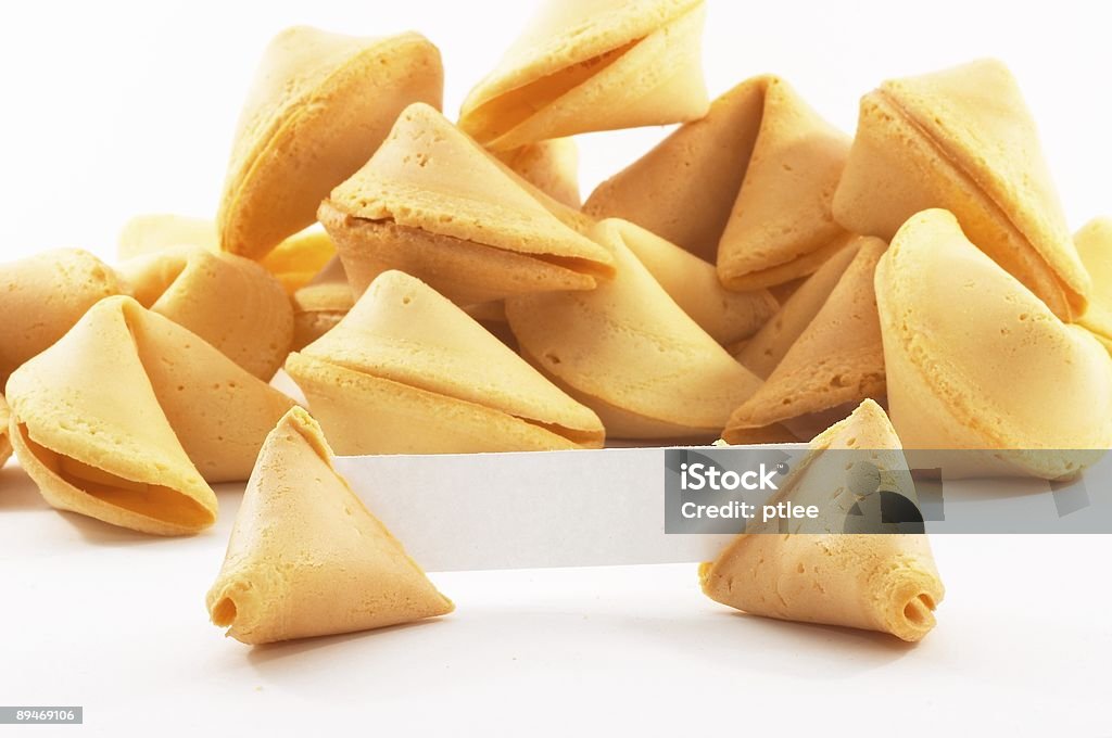 Chinois fortune biscuits avec blanc papier - Photo de Aliment libre de droits