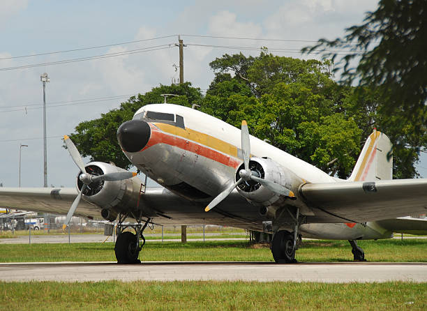 Vintage DC-3 airplane stock photo