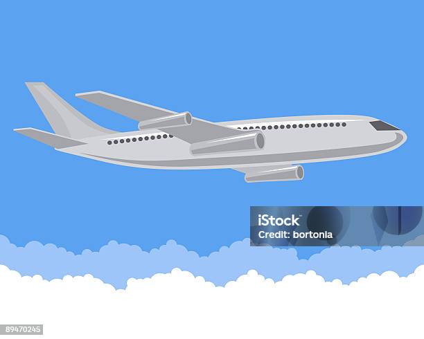 Ilustración de Avión De Nubes y más Vectores Libres de Derechos de Avión - Avión, Nube, Paisaje con nubes