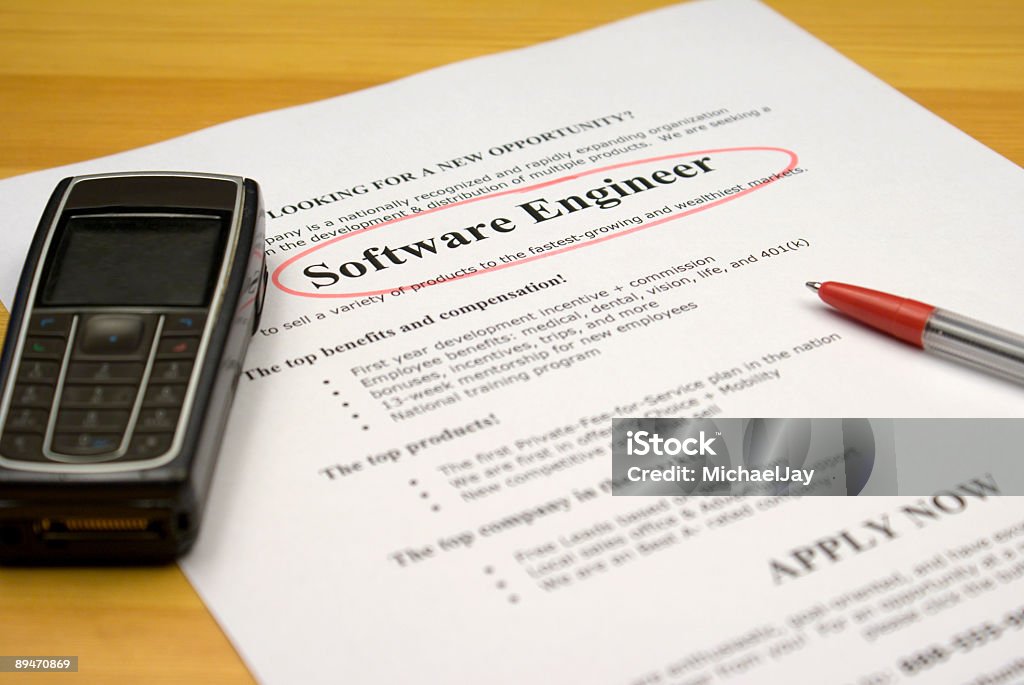 Job Ad Software Engineer  Advertisement Stock Photo