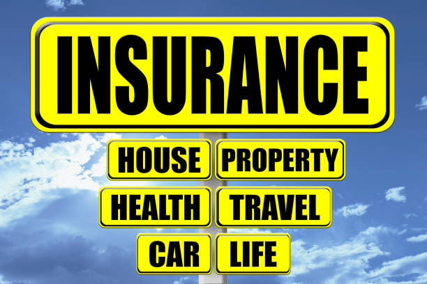 istock Yellow signboard with the words Insurance written 894711280