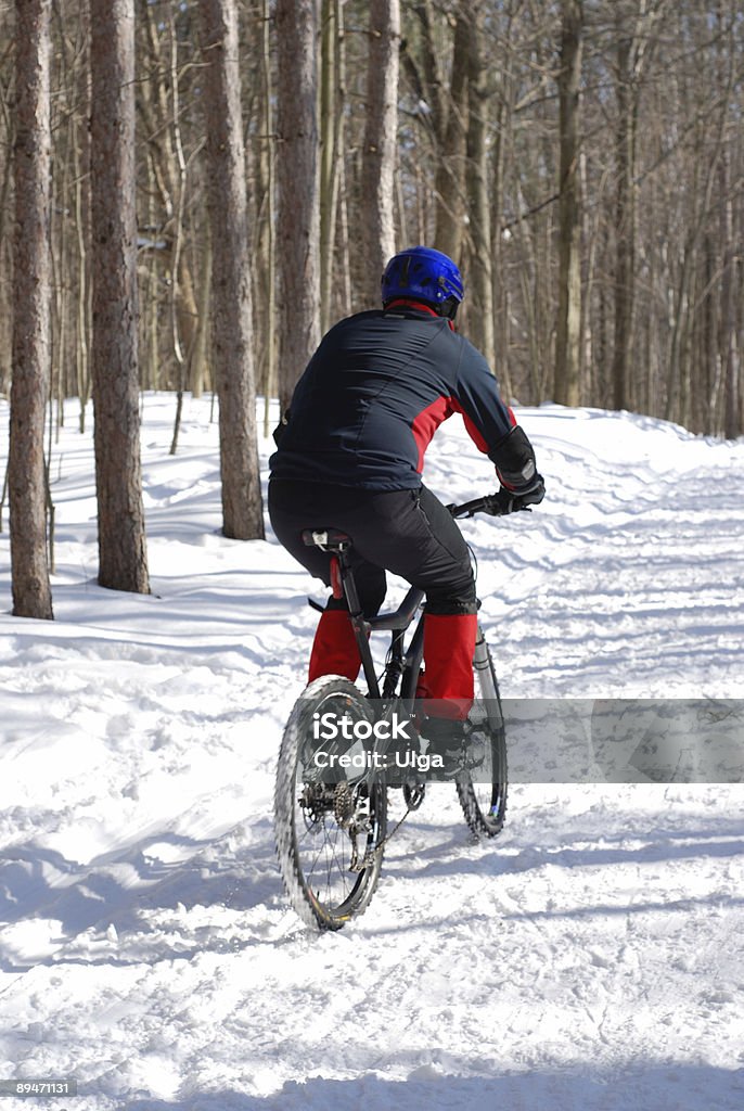 Śnieg Bicyclist - Zbiór zdjęć royalty-free (Biały)