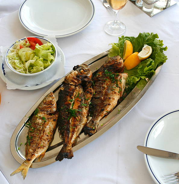 Fresh fried sea fish stock photo