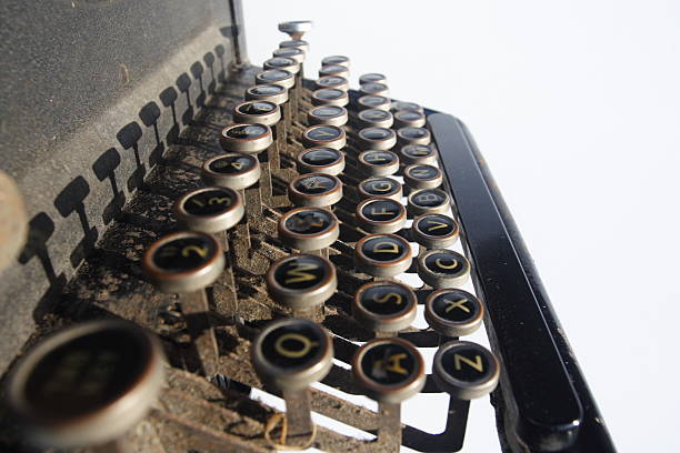 vintage máquina de escrever - typewriter typebar alphabet retro revival - fotografias e filmes do acervo