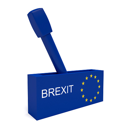 To Throw A Switch: EU Brexit Politics Concept, 3d illustration isolated on white background