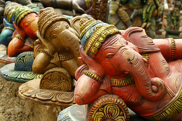 Sculptures of Hindu elephant-faced deity Ganesha Ganesha destroyer photos stock pictures, royalty-free photos & images