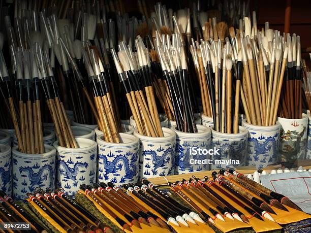 Escovas Para Chinês - Fotografias de stock e mais imagens de Caligrafia - Caligrafia, Caneta, China