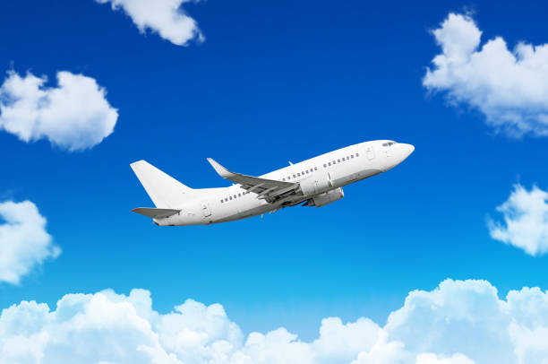 istock Airplane in the sky cloudy but sunny day. 894730458