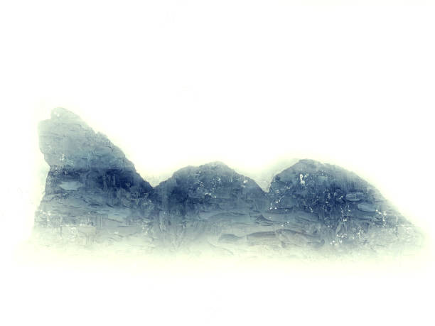 istock Abstract beautiful mountain silhouette, soft wave river and soft sunlight on oil watercolor painting background. 894738712