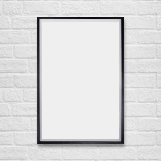 istock Mock up blank poster picture frame on brick wall. 894738758