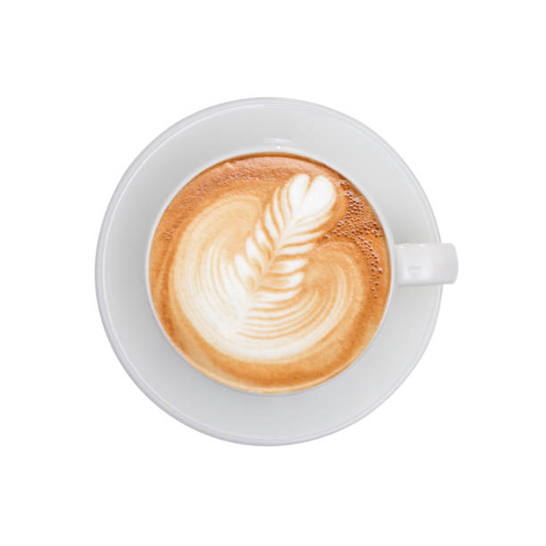 vista dall'alto - tazza di caffè - latté coffee cafe cappuccino foto e immagini stock