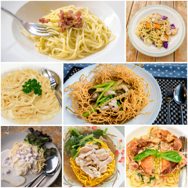 istock Collage of pasta and noodles menu 894760028