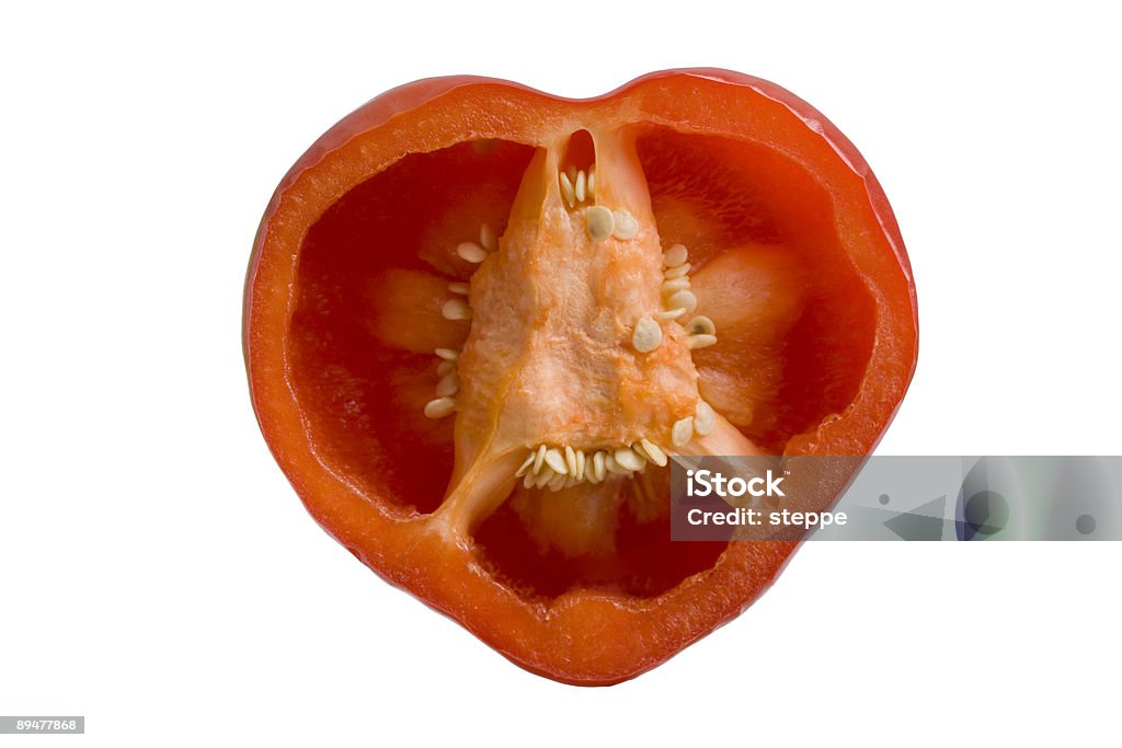 Peperone rosso a forma di cuore - Foto stock royalty-free di Alimentazione sana