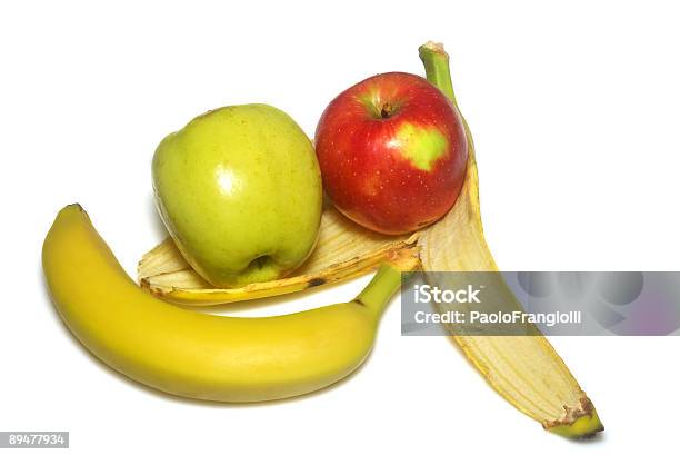 Apple Macintosh And Banana Isolated Stock Photo - Download Image Now - Apple - Fruit, Arrangement, Banana