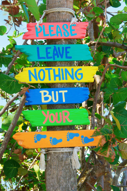 istock PLEASE LEAVE NOTHING BUT YOUR FOOTPRINTS sign at beach park 894792098