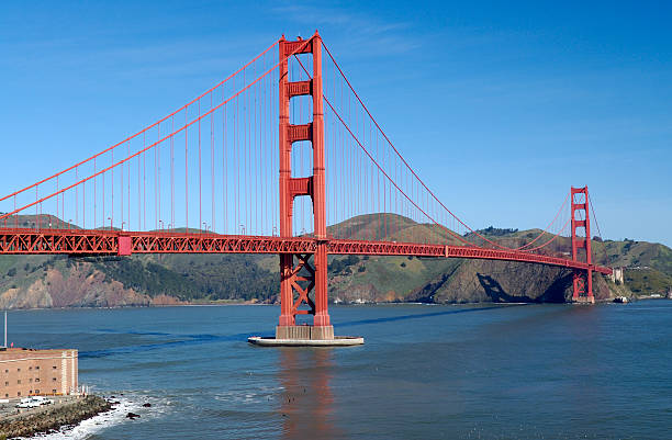 pont du golden gate depuis fort point angle de prise de vue - fort point historic site photos et images de collection