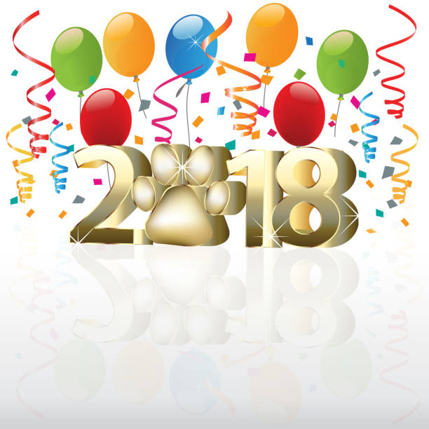 istock Happy new year 2018 with balloons and confetti party event image template 894807440