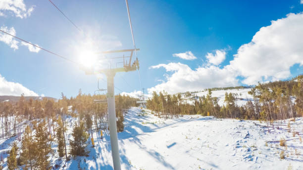 istock POV point of view. Open air ski lift. 894829236