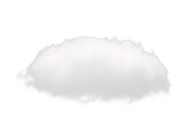 흰색 배경에 고립 된 단일 흰 구름 - 고립 색상 뉴스 사진 이미지