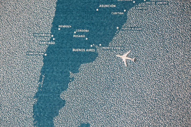 istock travel melt painted map with pin, south america 894831232