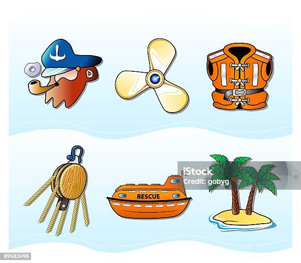 Coisas Marítima - Arte vetorial de stock e mais imagens de Barco Salva-vidas - Barco Salva-vidas, Cabeça Humana, Cachimbo