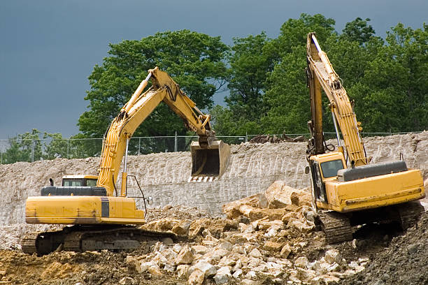 Backhoes Working stock photo