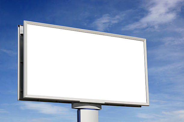city blank billboard [ mit schneidepfaden ] - metal billboard adboard marketing stock-fotos und bilder