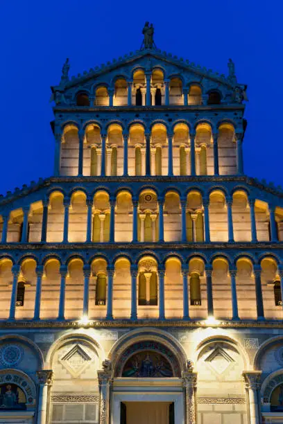 Photo of Duomo, illuminated at night, during the Luminaria Festival, an annual event on June 16th honoring a patron saint, San Ranieri, Pisa, Italy, Europe.