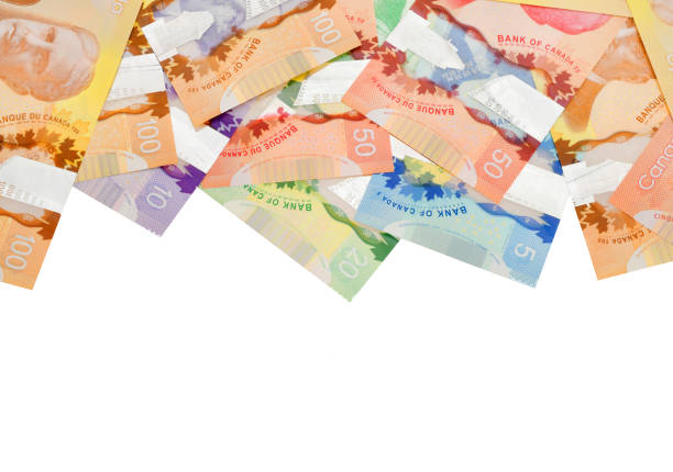 billetes canadienses (cad) - patch textile stack heap fotografías e imágenes de stock