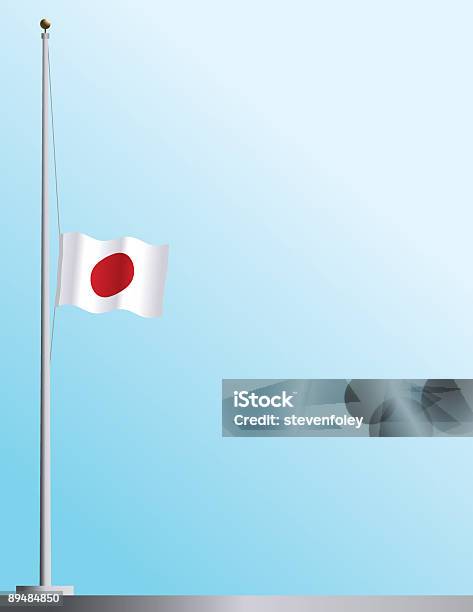 Ilustración de Bandera De Japón En Personal Auxiliar y más Vectores Libres de Derechos de Bandera a media asta - Bandera a media asta, Bandera japonesa, Japón