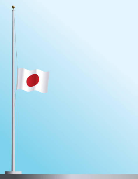 Flag of Japan at Half-Staff flag half mast stock illustrations