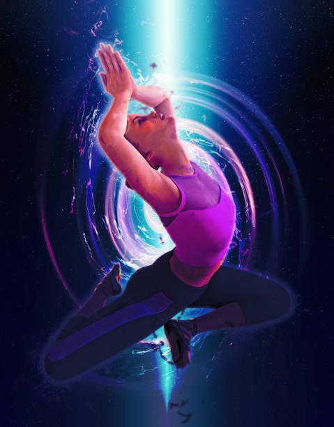 istock Beautiful girl doing yoga 3d illustration 894858182