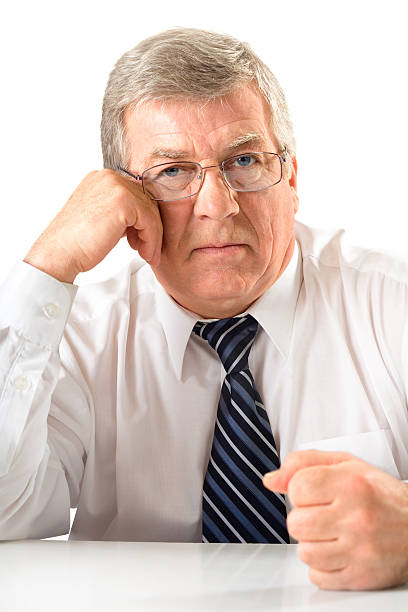 istock Mature serious solid businessman, big boss or teacher, isolated 89486228