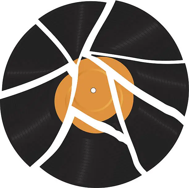 Vector illustration of broken record