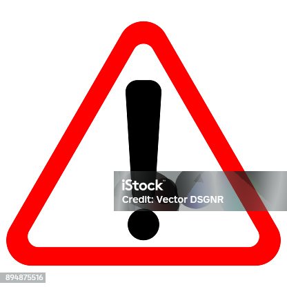 istock Exclamation point sign in red triangle. Vector icon 894875516