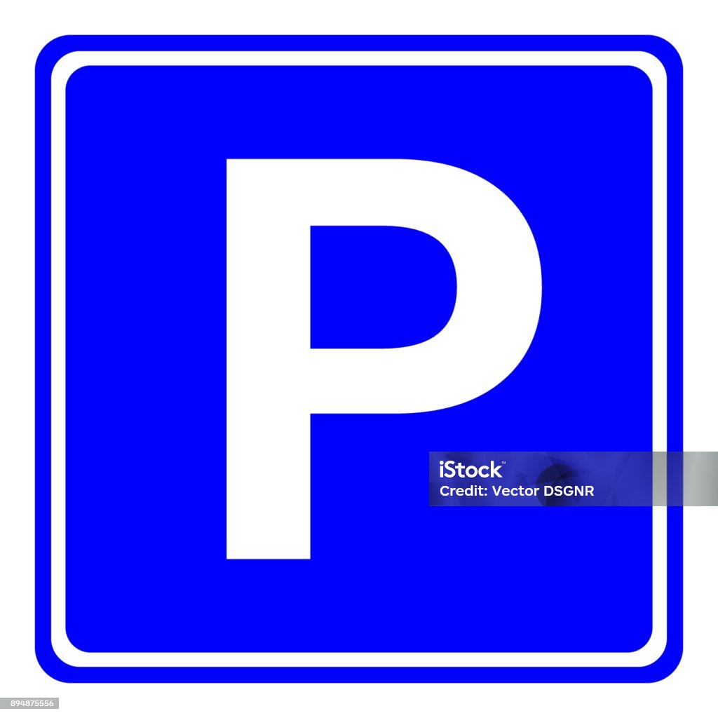 European PARKING AREA sign in blue square. Vector European PARKING AREA sign in blue square. Vector. Parking Lot stock vector