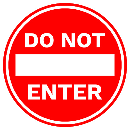 DO NOT ENTER sign in red circle. Vector.