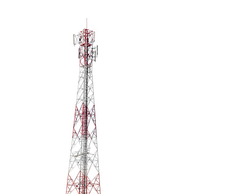 communication radio tower isolated on white background