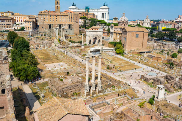 Top View Of Roman Forum Rome Italy Stock Photo - Download Image